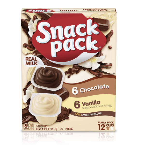 Snack Pack Chocolate and Vanilla Flavored Pudding Cups Family Pack, 12 Count Pudding Cups (1 Pack)